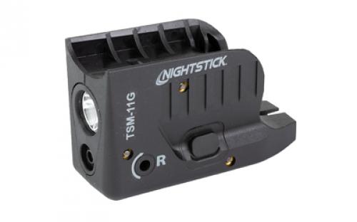 Nightstick TSM-11G, Subcompact Tactical Weapon-Mounted Light w/ Green Laser, For Glock 43/43X/48 150 Lumens, 2,700 Candela, Black, .75 Hours of Runtime, IP-X4 Water-Resistant, Rechargeable Battery TSM-11G