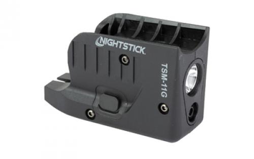 Nightstick TSM-11G, Subcompact Tactical Weapon-Mounted Light w/ Green Laser, For Glock 43/43X/48 150 Lumens, 2,700 Candela, Black, .75 Hours of Runtime, IP-X4 Water-Resistant, Rechargeable Battery TSM-11G