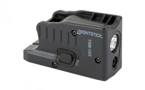 Nightstick TSM-12G, Subcompact Tactical Weapon-Mounted Light w/Green Laser, For Glock 26/27 150 Lumens, 2,700 Candela, Black, .75 Hours of Runtime, IP-X4 Water-Resistant, Rechargeable Battery TSM-12G