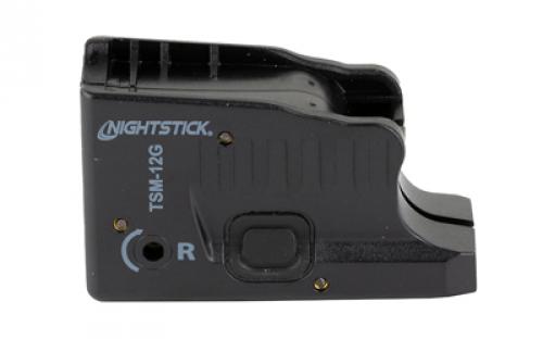 Nightstick TSM-12G, Subcompact Tactical Weapon-Mounted Light w/Green Laser, For Glock 26/27 150 Lumens, 2,700 Candela, Black, .75 Hours of Runtime, IP-X4 Water-Resistant, Rechargeable Battery TSM-12G