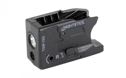 Nightstick TSM-15G, Subcompact Tactical Weapon-Mounted Light w/Green Laser, Fits S&W Shield 9/40, 150 Lumens, 2,700 Candela, Black, .75 Hours of Runtime, IP-X4 Water-Resistant, Rechargeable Battery TSM-15G