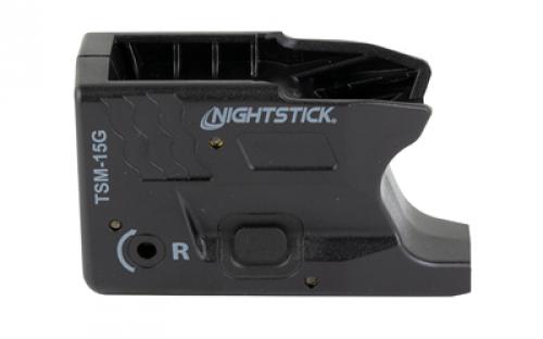 Nightstick TSM-15G, Subcompact Tactical Weapon-Mounted Light w/Green Laser, Fits S&W Shield 9/40, 150 Lumens, 2,700 Candela, Black, .75 Hours of Runtime, IP-X4 Water-Resistant, Rechargeable Battery TSM-15G