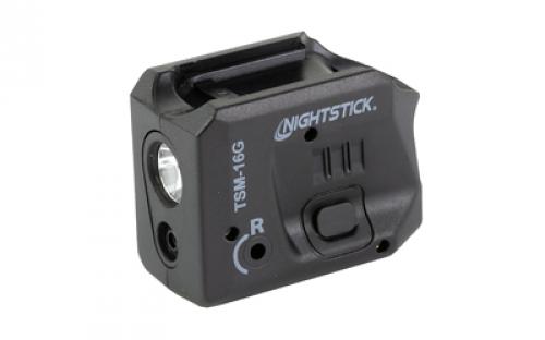 Nightstick TSM-16G, Subcompact Tactical Weapon-Mounted Light w/Green Laser, Fits Springfield Hellcat, 150 Lumens, 2,700 Candela, Black, .75 Hours of Runtime, IP-X4 Water-Resistant, Rechargeable Battery TSM-16G