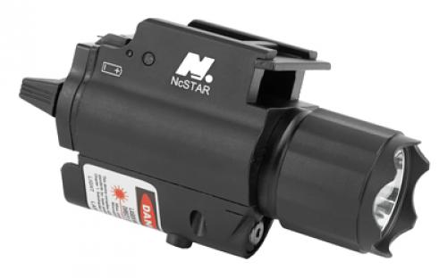 NCSTAR 200 Lumen Cree LED Flashlight and laser with Quick Release Mount, Fits Picatinny/Weaver Rail, Red Laser, Black, Uses (2) CR123A Batteries (Included) AQPFLS