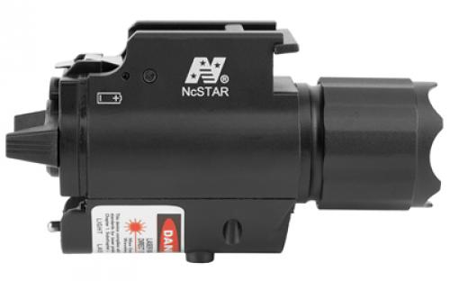 NCSTAR 200 Lumen Cree LED Flashlight and laser with Quick Release Mount, Fits Picatinny/Weaver Rail, Red Laser, Black, Uses (2) CR123A Batteries (Included) AQPFLS