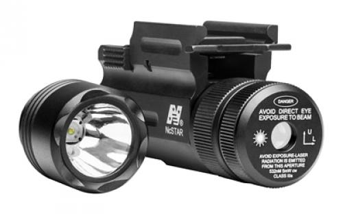 NCSTAR Flashlight & Green Laser with Quick Release Mount, Fits Picatinny/Weaver Rail, 200 Lumens, Green Laser, Black, Light and Laser Modules are Interchangeable AQPTFLG