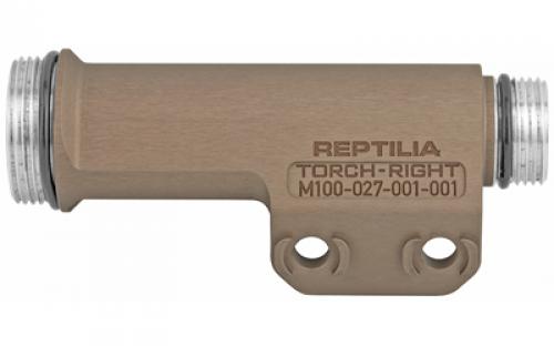 Reptilia Torch, Fits Modlite Systems and SureFire M600DF Scout bezels and tail caps, Right Side Mount, M-Lok Mounting Hardware Included, Tobacco, Anodized 100-082