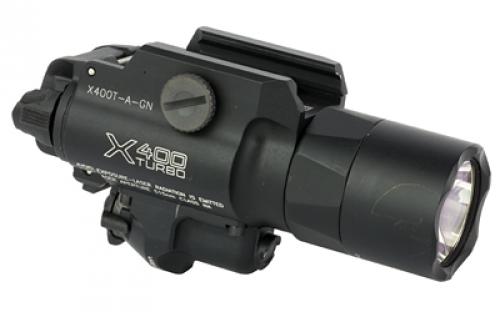 Surefire X400 Turbo, Weaponlight w/Laser, Fits Pistol and Picatinny, 650 Lumens, 66,000 Candela, Green Laser, Matte Finish, Black X400T-A-GN