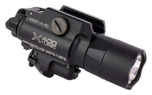 Surefire X400 Turbo, Weaponlight w/Laser, Fits Pistol and Picatinny, 650 Lumens, 66,000 Candela, Red Laser, Matte Finish, Black X400T-A-RD
