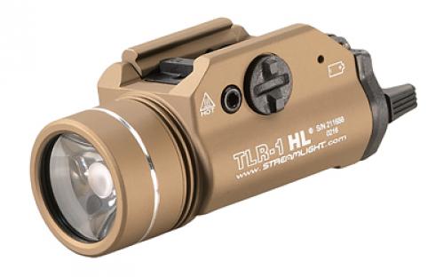 Streamlight TLR-1 HL, High Lumen Rail Mounted Tactical Light, Pistol and Picatinny, Flat Dark Earth, C4 LED 1000 Lumens With Strobe, 2x CR123 Batteries 69266
