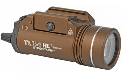 Streamlight TLR-1 HL, High Lumen Rail Mounted Tactical Light, Pistol and Picatinny, FDE Brown, C4 LED 1000 Lumens With Strobe, 2x CR123 Batteries 69267