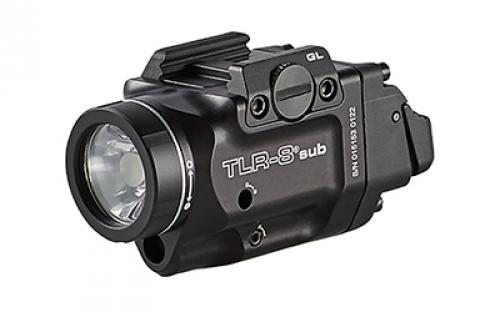 Streamlight Streamlight TLR-8 Sub, White LED with Red Laser, Fits Sig P365/XL, 500 Lumens, Anodized Finish, Black, Includes (1) CR123a Battery, Low and High Switches 69417
