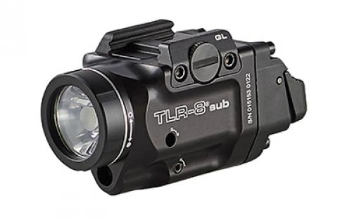 Streamlight Streamlight TLR-8 Sub, White LED with Red Laser, For 1913 Short Models, 500 Lumens, Anodized Finish, Black, Includes (1) CR123a Battery, Low and High Switches 69418
