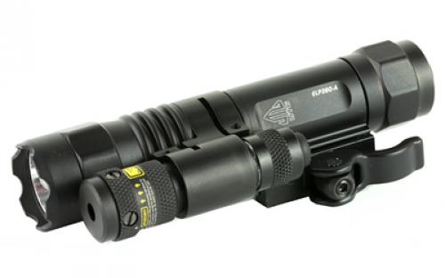Leapers, Inc. - UTG Accushot, Flashlight, Fits Picatinny, LED Weapon Flashlight with Adjustable Red Laser, 400 Lumen, with Quick Detach Mount, Black Finish LT-ELP38Q-A