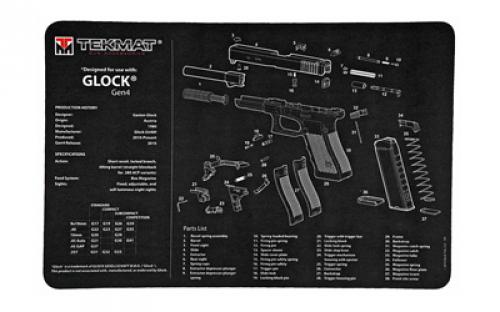 TekMat Pistol Mat For Glock Gen 4, 11x17, Black, Includes Small Microfiber TekTowel, Packed In Tube TEK-R17-GLOCK-G4