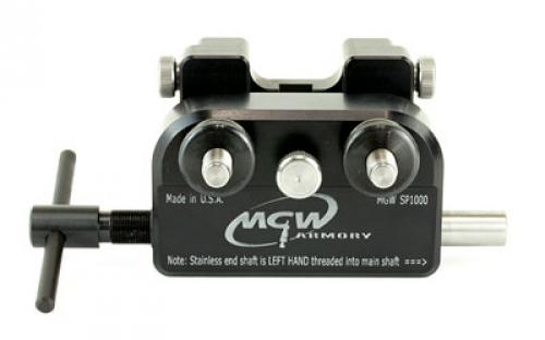 MGW Armory MGW Armory, Sight Tool, Universal Fit, Full 1.750 Front Sight Reach Capacity on Most Every Model on the Market, Uses Shoe Plates Specific to a Handgun Make/Model. Includes 30 Degree Angled and Straight Sided Standard Block. Support Shaft Can Be Removed with a Standard 1/4 Hex Allen Key to Swap Out Blocks, Shoe Plates Sold Separately. MGWSP1000