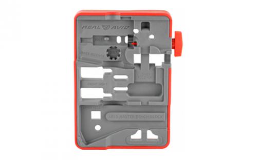 Real Avid Master Bench Block, Rubber/Plastic Material, Red/ Grey Finish, Bench Block for AR Style Rifles AVAR15MBB