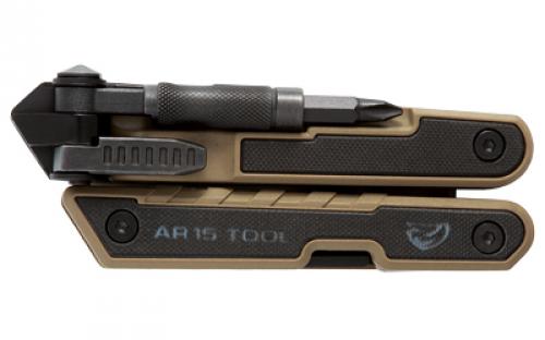 Real Avid AR15 Tool, Multi-Tool, Black/Tan Finish, Stainless Steel, Includes Tan Nylon Sheath AVAR15T