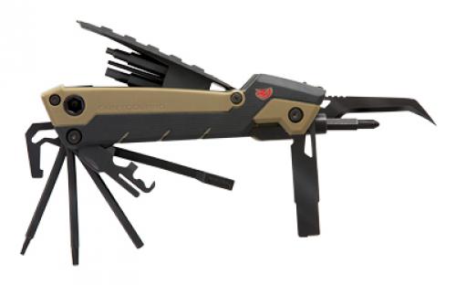 Real Avid Gun Tool Pro AR15, Multi-Tool, Optimized for the AR15, Flat Dark Earth/ Black Finish, Plain Edge Blade, Stainless Steel Construction, Includes FDE Nylon Sheath AVGTPROAR