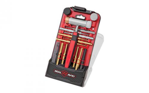 Real Avid Accu-Punch Hammer & Punch Set, Includes Rubber/Brass/Nylon/Steel Hammer Heads, Brass Punch Sizes 3/32, 1/8, 5/32, 1/16, 5/64 AVHPS-B