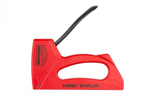 Birchwood Casey Target Stapler, Works on Cardboard or Plastic Targets, Compact Design, Staples Included, Red BC-STPLR