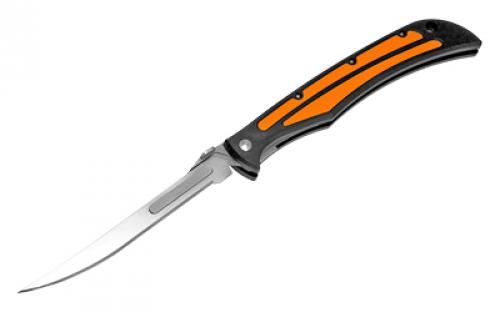 Havalon Baracuta Edge, Folding Knife, Liner Lock, 5 Stainless Steel Blade, Black Polymer Handle with Orange Rubber Grip Inserts, OAL 11, Includes 5 Additional Blades and Nylon Holster XTC-127EDGE