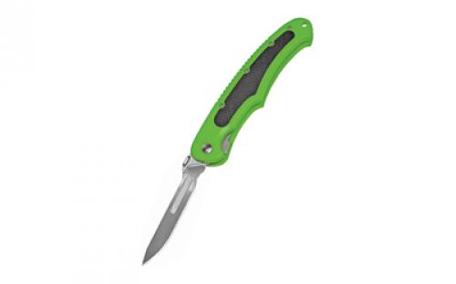 Havalon Piranta Bolt, Folding Knife, Liner Lock, 2.75 Stainless Steel Blade, Shock Green ABS Polymer Handle with Black Rubber Insert, OAL 7 3/8, Includes 12 Additional Blades and Nylon Holster XTC-60ABOLT-GX