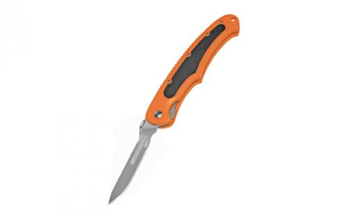 Havalon Piranta Bolt, Folding Knife, Liner Lock, 2.75 Stainless Steel Blade, Blaze Orange ABS Polymer Handle with Black Rubber Insert, OAL 7 3/8, Includes 12 Additional Blades and Nylon Holster XTC-60ABOLT
