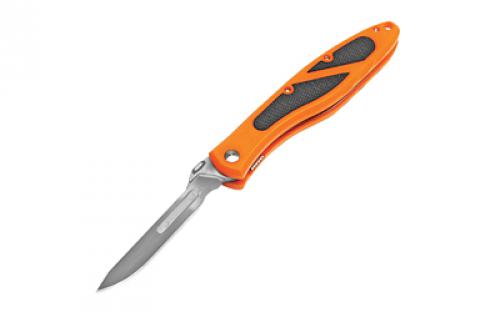 Havalon Piranta Edge, Folding Knife, Liner Lock, 2.75 Stainless Steel Blade, Orange ABS Handle with Black Rubber Inlay, OAL 7 1/4, Includes 12 Additional Blades and Nylon Holster XTC-60AEDGE