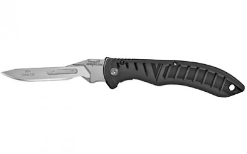 Havalon Forge, Folding Knife, Liner Lock, 2.75 Stainless Steel Blade, Black ABS Handle with Non-slip TPR Rubber Grip Covering, OAL 7 7/8, Includes 6 Additional Blades and Nylon Holster XTC-60ARHB
