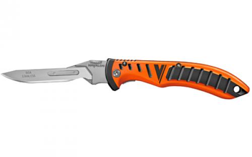 Havalon Forge, Folding Knife, Liner Lock, 2.75 Stainless Steel Blade, Orange ABS Handle with Non-slip TPR Rubber Grip Covering, OAL 7 7/8, Includes 6 Additional Blades and Nylon Holster XTC-60ARHO