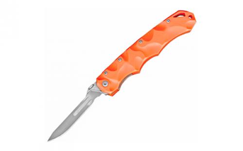 Havalon Piranta Stag, Folding Knife, Liner Lock, 2.75 Stainless Steel Blade, Blaze Orange Polymer Handle, OAL 7 3/8, Includes 6 Additional Blades and Nylon Holster XTC-60ASTAG-O