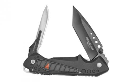 Havalon EXP, Dual Folding Knife, 3 1/16 AUS-8 Stainless Tanto Blade with Black Ti Finish and Piranta 60A Blade, Fiberglass Handle with Nylon Scales and Rubber Grips, Includes 12 Blades and Havalon Zipper Holster XTC-EXP