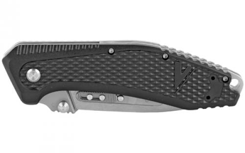 Havalon Redi-Knife, Folding Knife, Black Handle, 3" Blade, 1 Partially Serrated Blade and 1 Non-Serrated Blade, OAL 7 1/4", Ambi Moveable Clip XTC-REDI-B