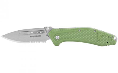 Havalon Redi-Knife, Folding Knife, Green Handle, 3 Blade, 1 Partially Serrated Blade and 1 Non-Serrated Blade, OAL 7 1/4, Ambi Moveable Clip XTC-REDI-G