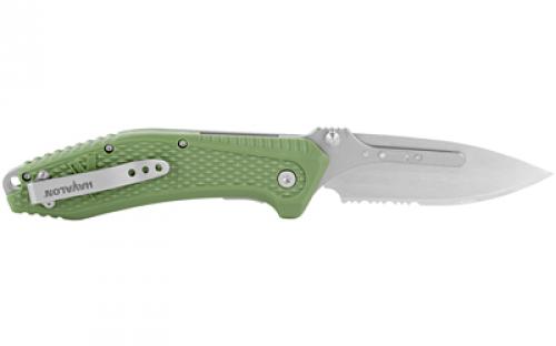 Havalon Redi-Knife, Folding Knife, Green Handle, 3" Blade, 1 Partially Serrated Blade and 1 Non-Serrated Blade, OAL 7 1/4", Ambi Moveable Clip XTC-REDI-G