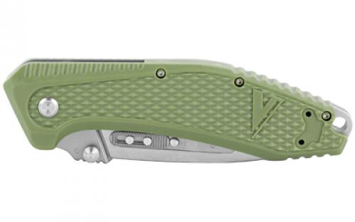 Havalon Redi-Knife, Folding Knife, Green Handle, 3" Blade, 1 Partially Serrated Blade and 1 Non-Serrated Blade, OAL 7 1/4", Ambi Moveable Clip XTC-REDI-G