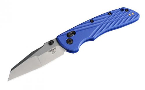Hogue Deka, Folding Knife, CPM MagnaCut, Stone Tumbled Finish, Silver, Plain Modified Wharncliffe Edge, 3.25 Blade, Blue Polyamide Nylon 12 Grips 24363