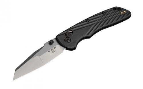 Hogue Deka, Folding Knife, CPM MagnaCut, Stone Tumble Finish, Silver, Plain Modified Wharncliffe Edge, 3.25 Blade, Black Polyamide Nylon 12 Grips 24369