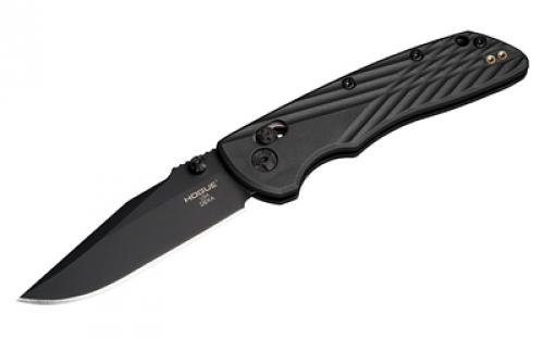 Hogue Deka, Folding Knife, CPM MagnaCut, Cerakote Finish, Black, Plain Clip Point Edge, 3.25 Blade, Black Polyamide Nylon 12 Grips 24376