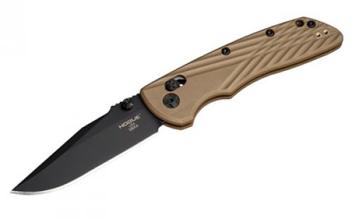 Hogue Deka, Folding Knife, CPM MagnaCut, Cerakote Finish, Black, Plain Clip Point Edge, 3.25 Blade, Flat Dark Earth Polyamide Nylon 12 Grips 24377