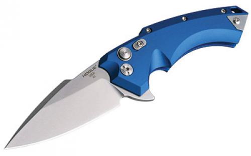 Hogue X5, Folding Knife, 3.5 Blade, Spear Point, CPM154 Tumbled Finish, Plain Edge, Blue/Aluminum Frame 34573-EXLRSR
