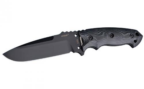 Hogue EX-F01, 5.5 Fixed Blade Knife, Drop Point Blade, G10 Frame, A2 Black Kote, G-Mascus Black Scales, Black Sheath 35179