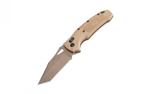 Hogue SIG K320 M17/M18, Folding Knife, PVD Finish, Coyote Tan Blade and Frame, Tanto Point, 3.5 Blade Length, CPM-S30V Blade Steel, Plain Edge, ABLE Lock 36361