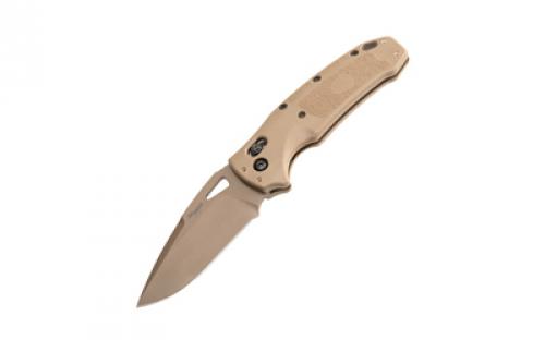 Hogue SIG K320 M17/M18, Folding Knife, PVD Finish, Tan, Drop Point Blade, 3.5 Blade Length, CPM-S30V Blade Steel, Plain Edge, ABLE Lock 36371