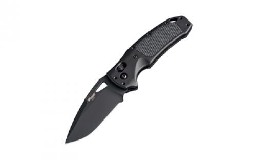 Hogue SIG K320 AXG PRO, Folding Knife, Cerakote Finish, Black, Drop Point Blade, 3.5 Blade Length, CPM-S30V Blade Steel, Plain Edge, ABLE Lock, Solid Black G10 Inserts with Reverse Checkered Texture 36374