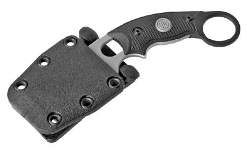 Hogue EX-F03 Sig Tactical, Fixed Blade Knife, Gray Cerakote Finish, Hawkbill, 2.25", G10 Solid Black Scales with Sig Medallion, Black Sheath 37322