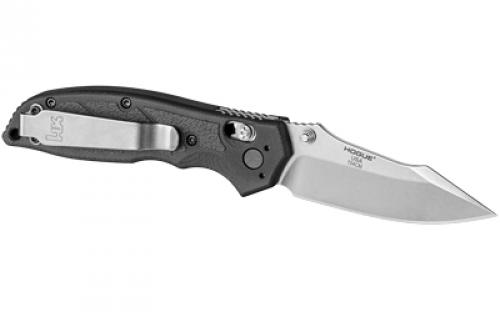 Hogue HK Exemplar, Folding Knife, 154-CM, Plain Edge, Clip Point Blade, 3.25", Stone Tumbled Blade Finish, Black G10 Frame with HK Texture 54156