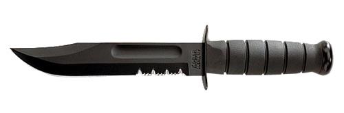 KABAR KA-BAR, Fixed Blade Knife, 7 Blade Length, 11.875 Overall Length, Clip Point, Glass Filled Nylon Sheath, 1095 Cro-Van/Black, Black Kraton G Handle, Combo Edge 1214
