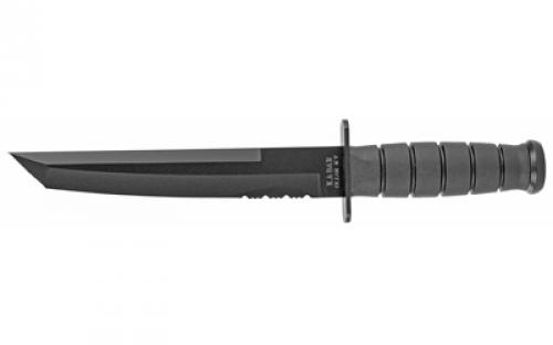 KABAR KA-BAR, Tanto, Fixed Blade Knife, 8 Blade Length, 12.813 Overall Length, Tanto Point, Combo Edge, 1095 Cro-Van Steel, Matte Finish, Black, Black Kraton G Handle, Glass Filled Nylon Sheath 1245